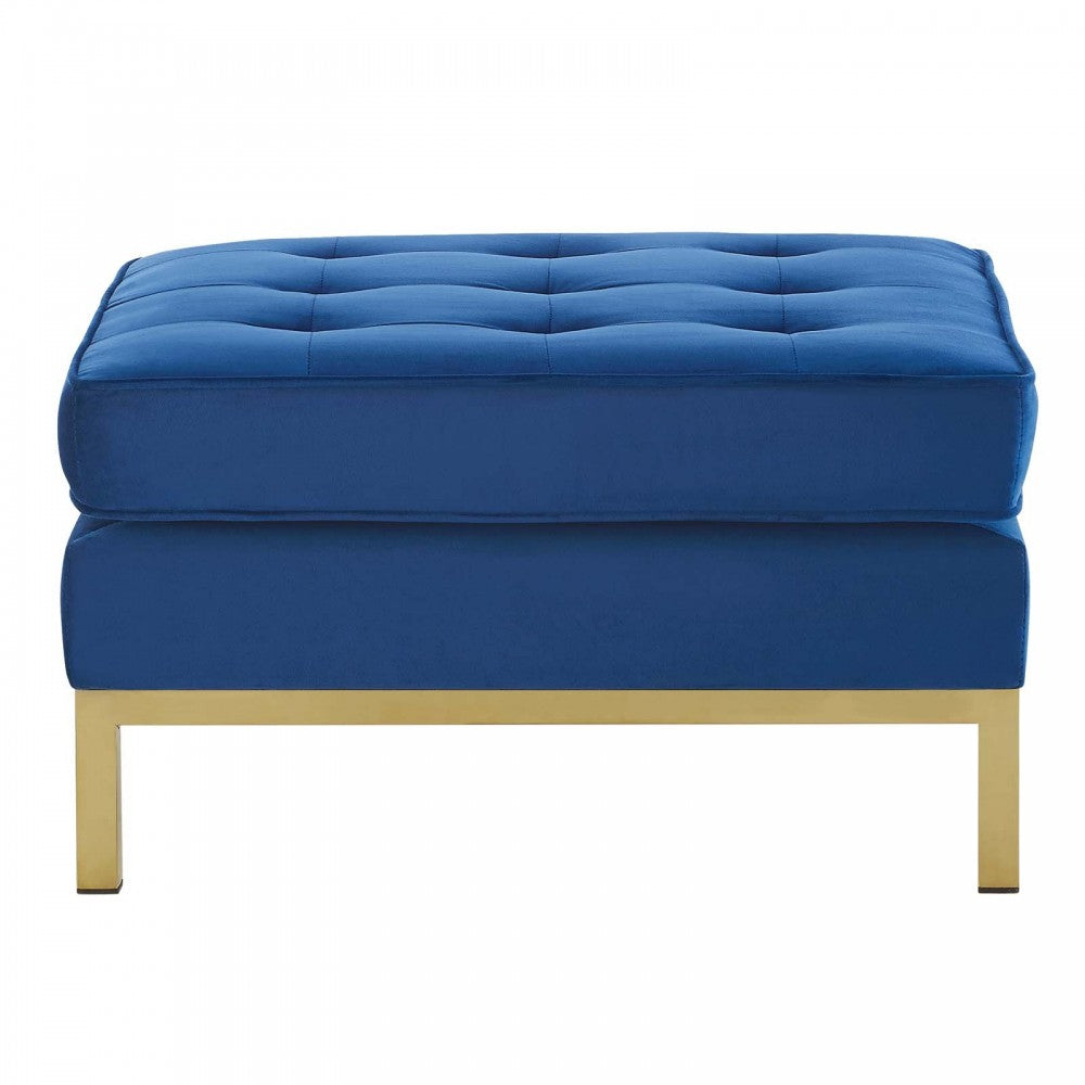 Loft Gold Stainless Steel Leg Performance Velvet Ottoman, Gold Navy