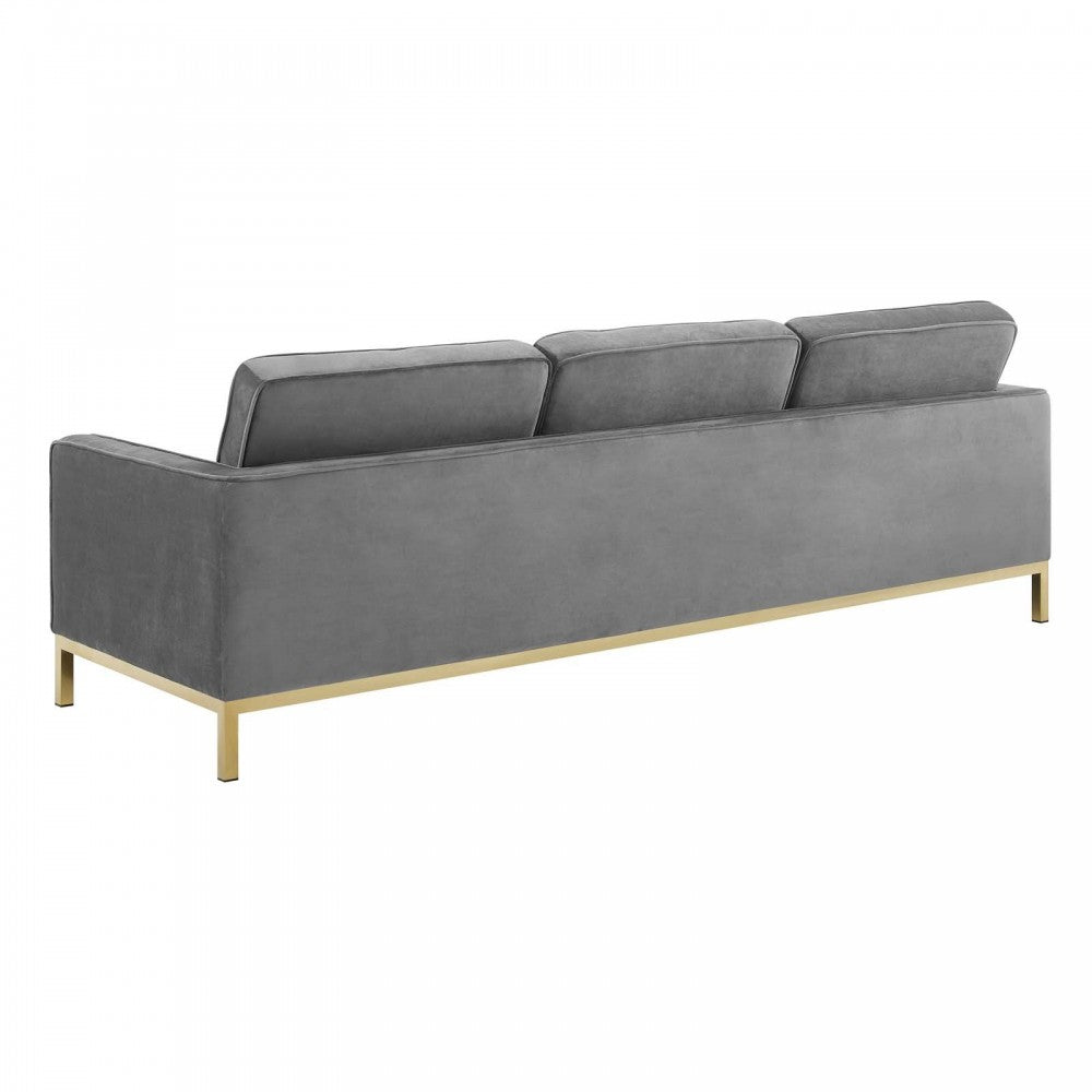 Loft Gold Stainless Steel Leg Performance Velvet Sofa and Loveseat Set, Gold Gray