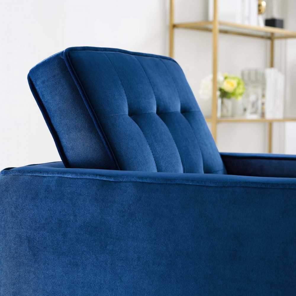 Loft Gold Stainless Steel Performance Velvet Armchair, Gold Navy
