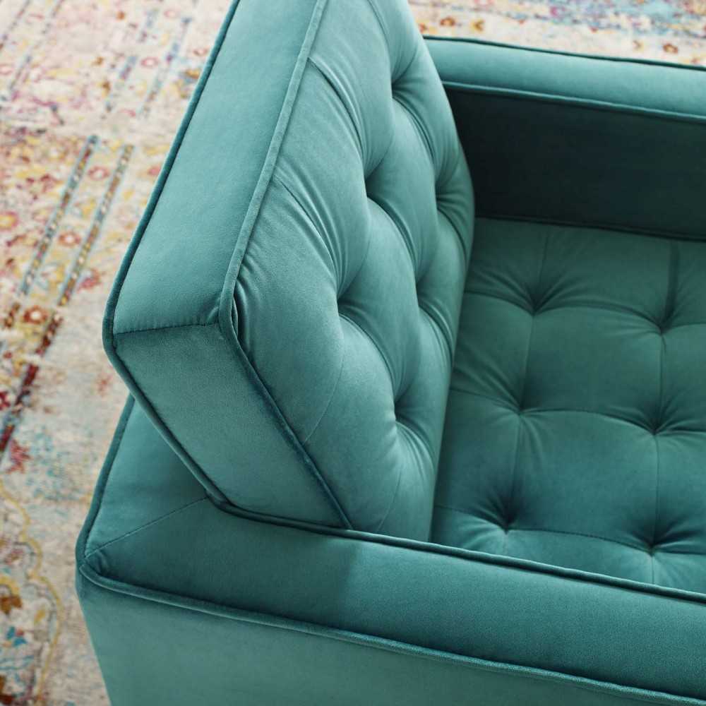 Loft Gold Stainless Steel Performance Velvet Armchair, Gold Teal