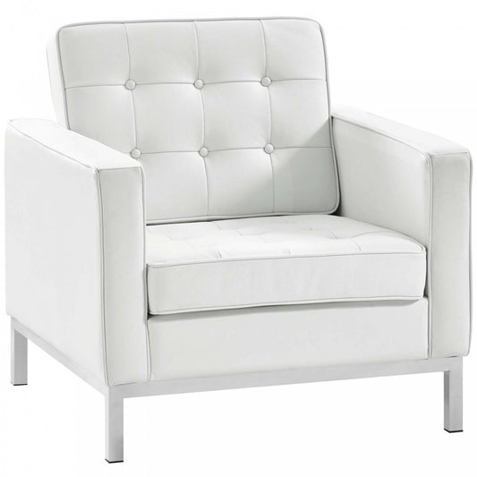 Loft Leather Armchair, Cream White