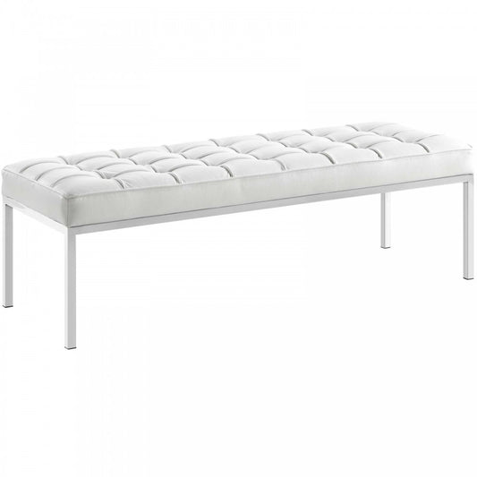 Loft Leather Bench, Cream White