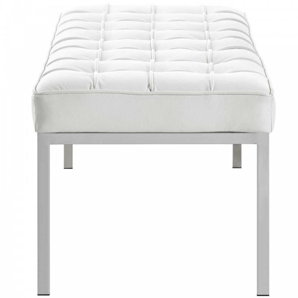 Loft Leather Bench, Cream White