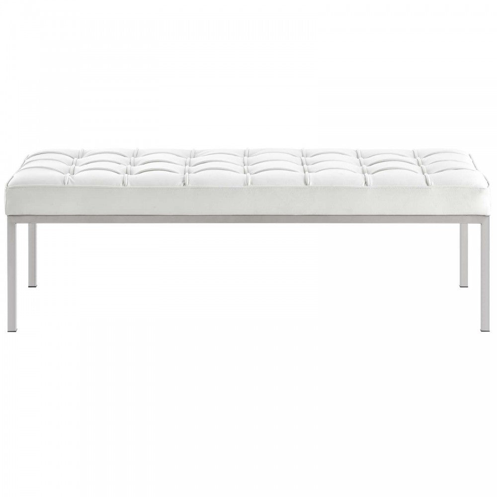 Loft Leather Bench, Cream White