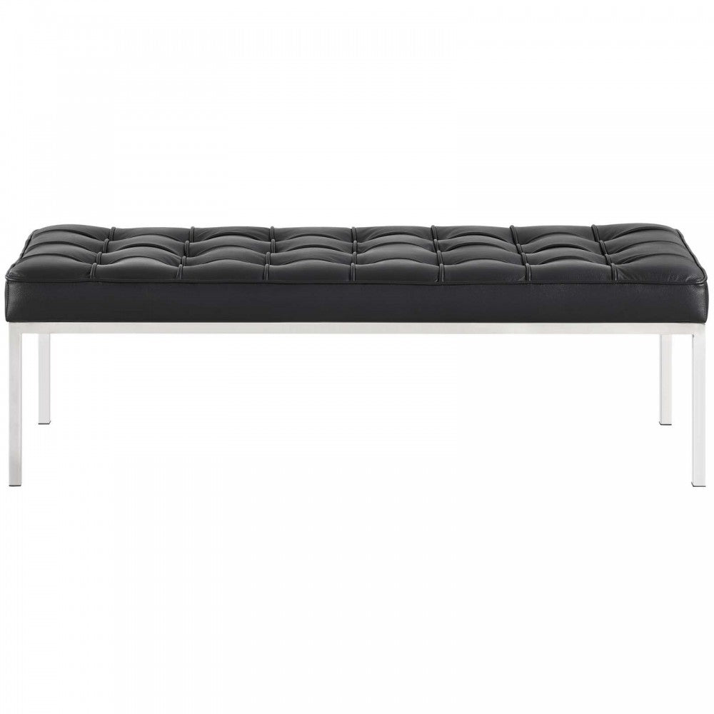 Loft Leather Bench, Black