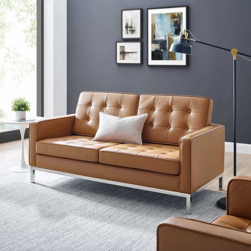 Loft Leather Loveseat, Tan