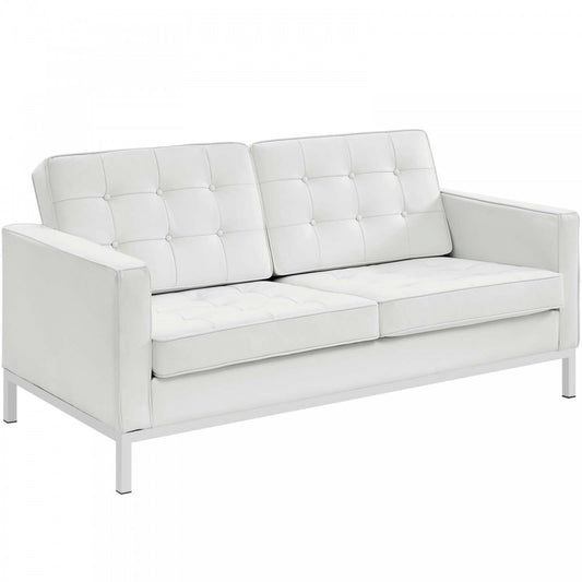 Loft Leather Loveseat, Cream White