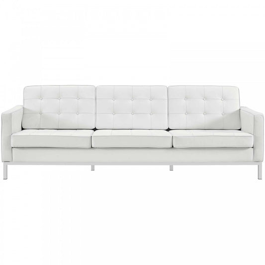 Loft Leather Sofa, Cream White