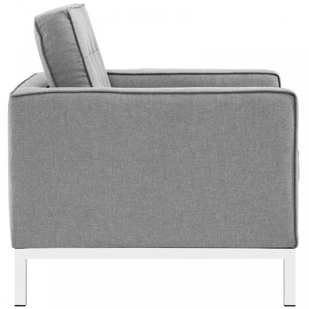 Loft Living Room Set Upholstered Fabric Set of 2, Light Gray