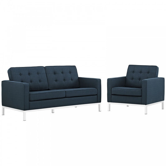Loft Living Room Set Upholstered Fabric Set of 2, Azure