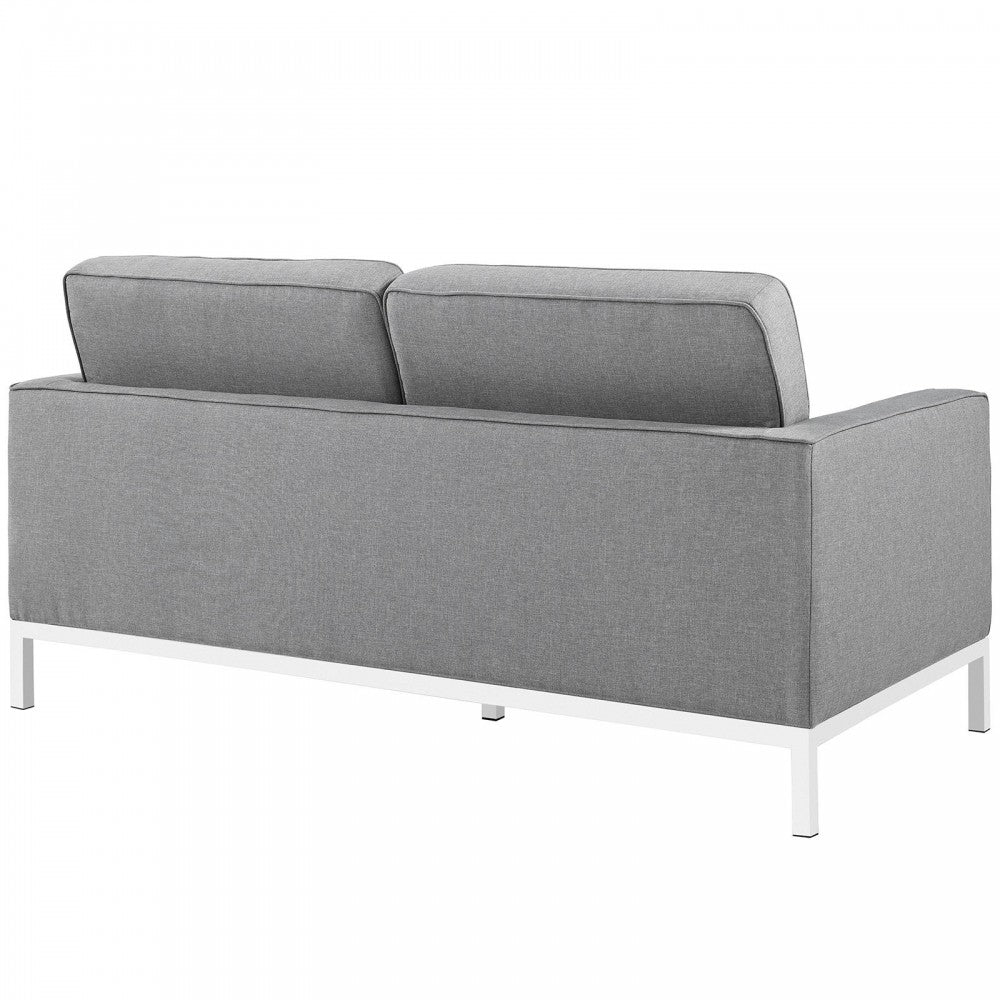 Loft Living Room Set Upholstered Fabric Set of 3, Light Gray