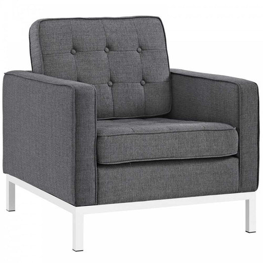Loft Upholstered Fabric Armchair, Gray