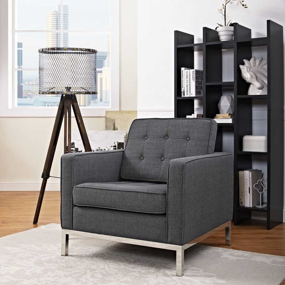 Loft Upholstered Fabric Armchair, Gray