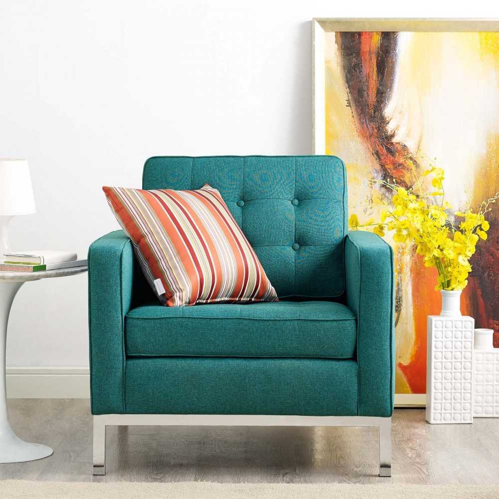 Loft Upholstered Fabric Armchair, Teal