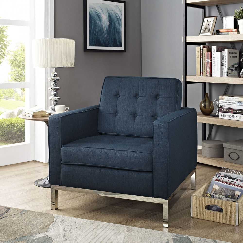 Loft Upholstered Fabric Armchair, Azure