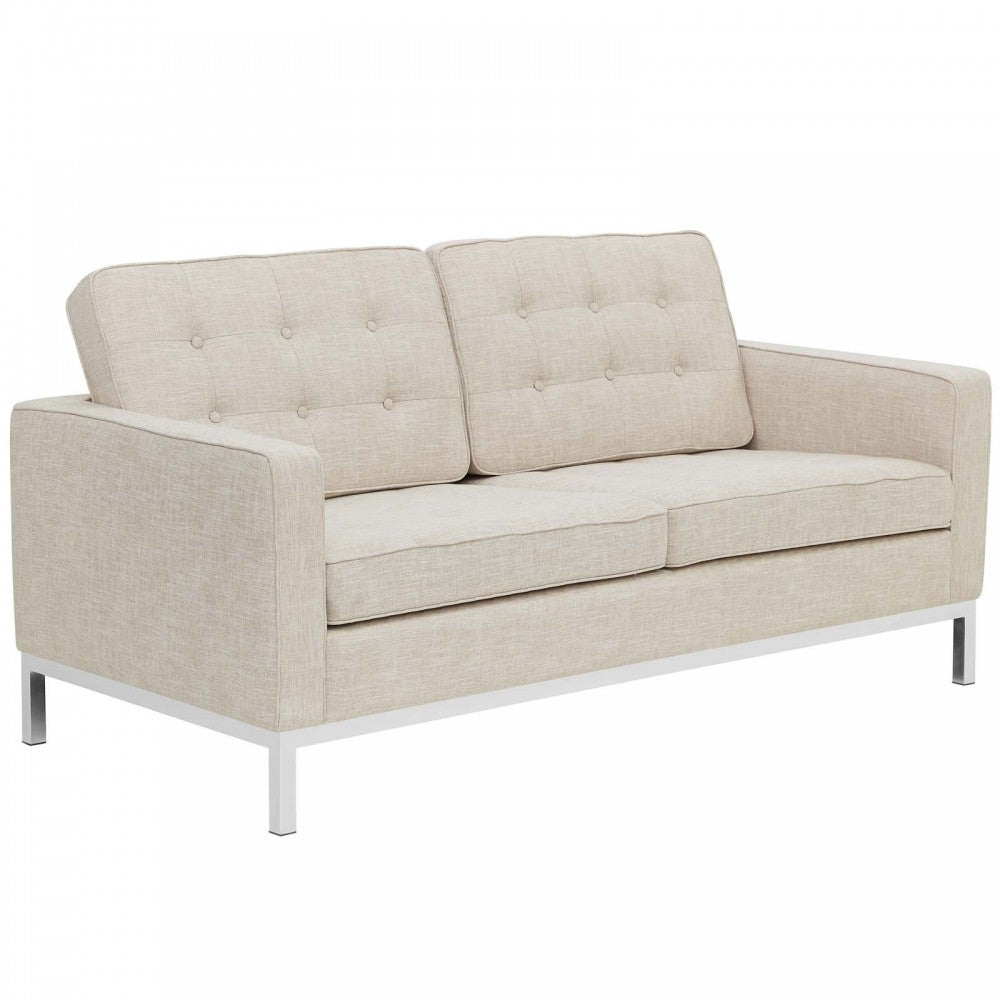 Loft Upholstered Fabric Loveseat, Beige