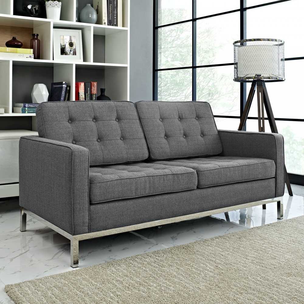 Loft Upholstered Fabric Loveseat, Gray