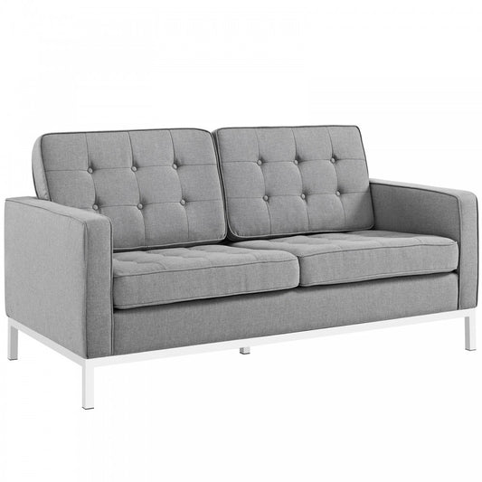 Loft Upholstered Fabric Loveseat, Light Gray