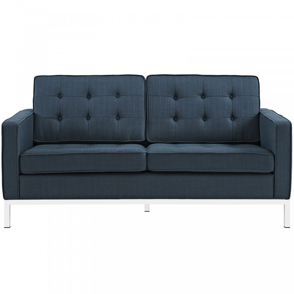Loft Upholstered Fabric Loveseat, Azure