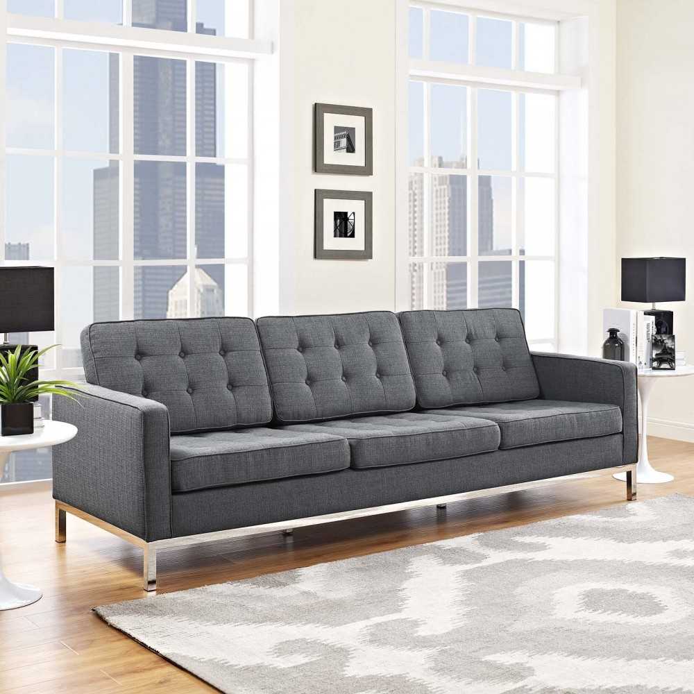 Loft Upholstered Fabric Sofa, Gray