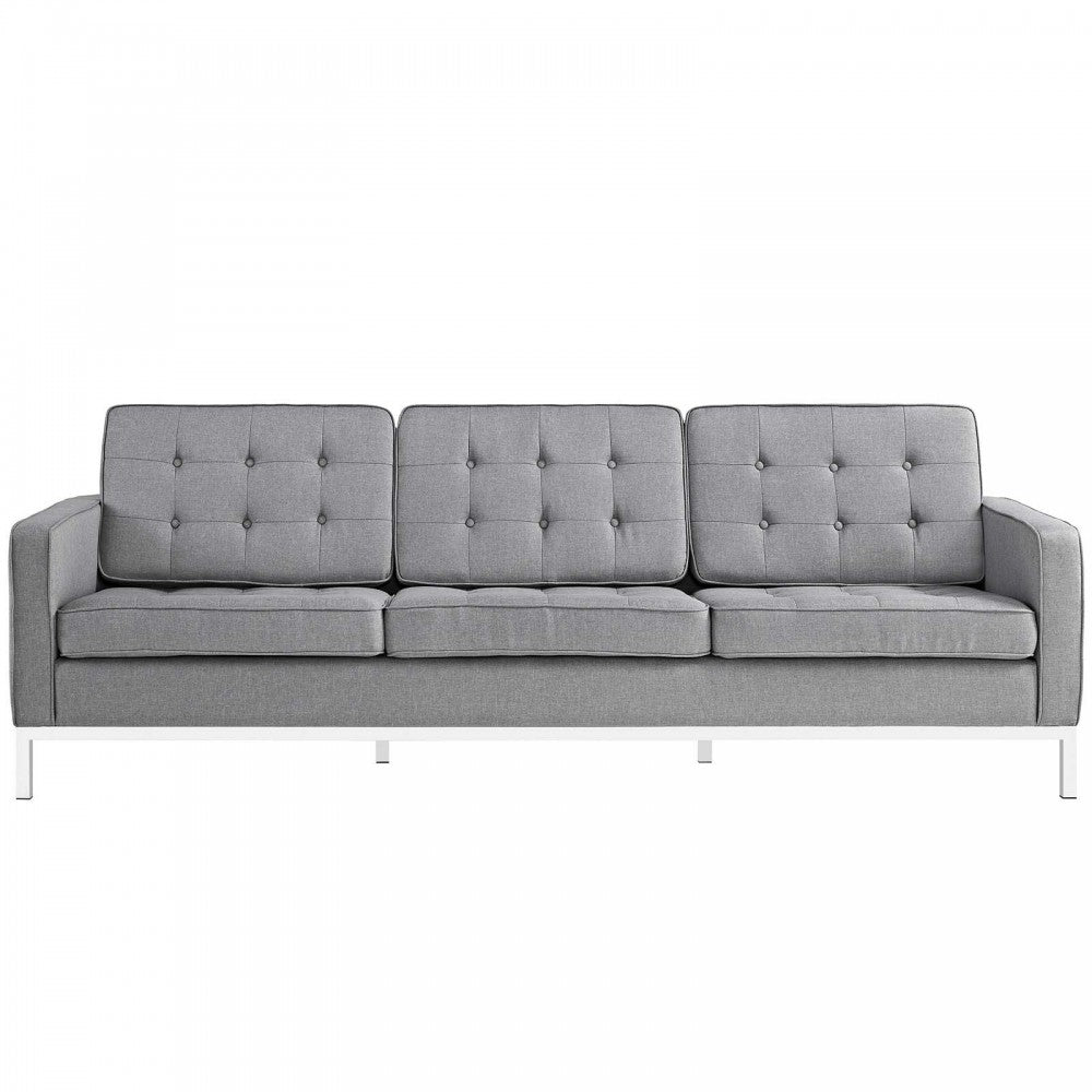 Loft Upholstered Fabric Sofa, Light Gray