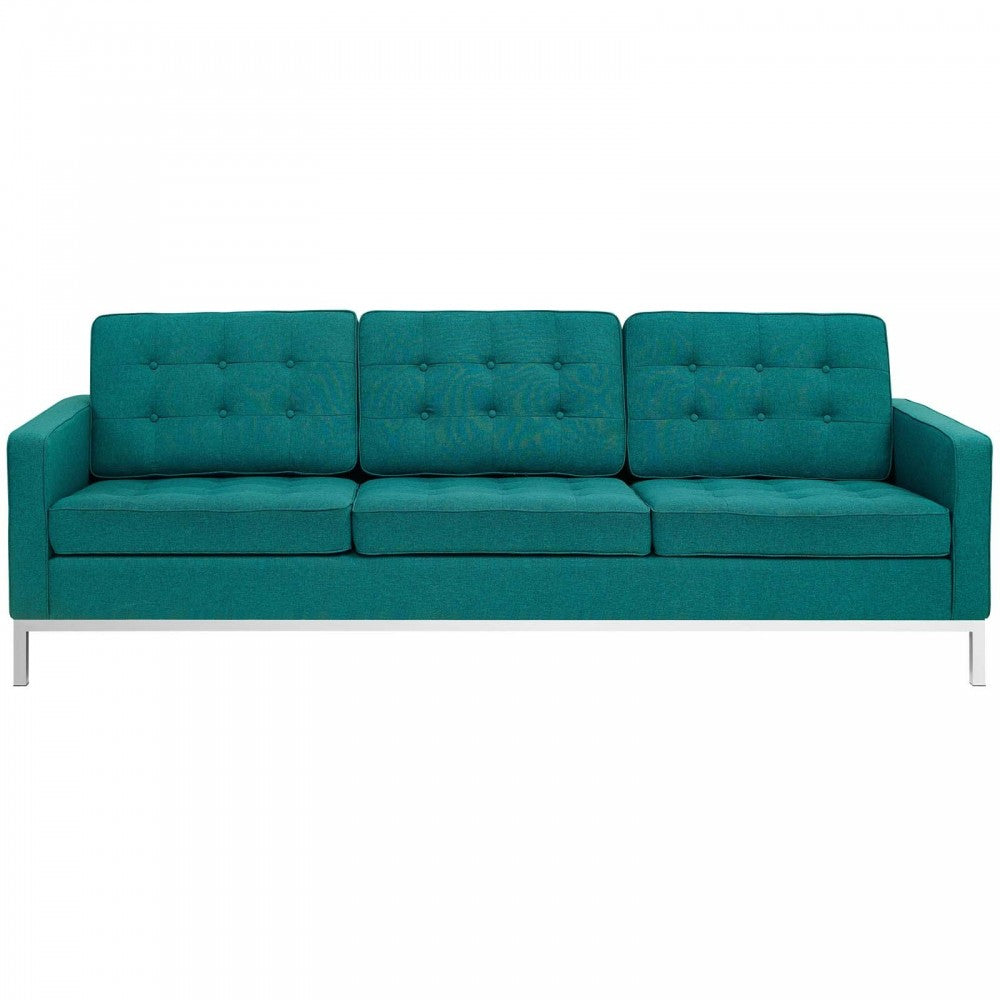 Loft Upholstered Fabric Sofa, Teal