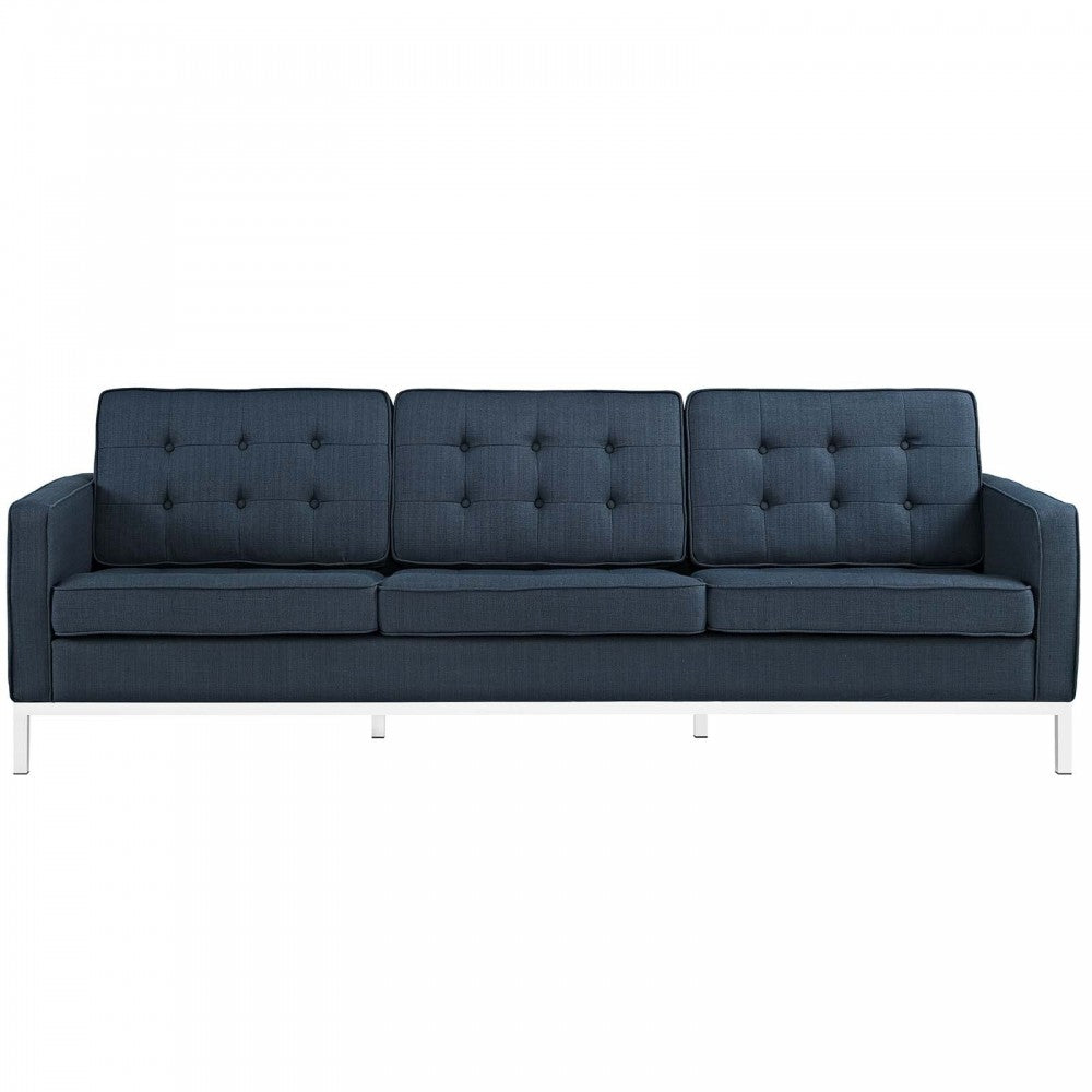 Loft Upholstered Fabric Sofa, Azure