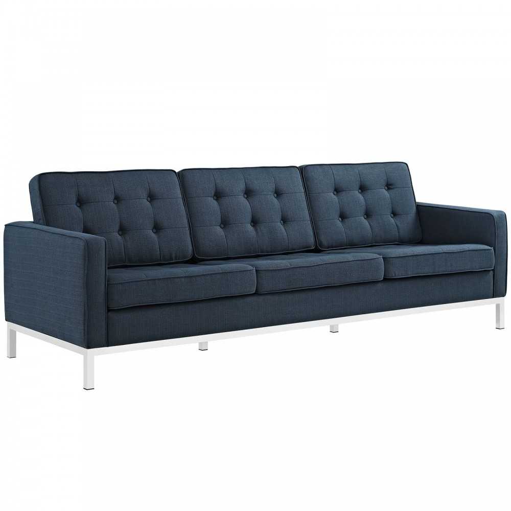 Loft Upholstered Fabric Sofa, Azure