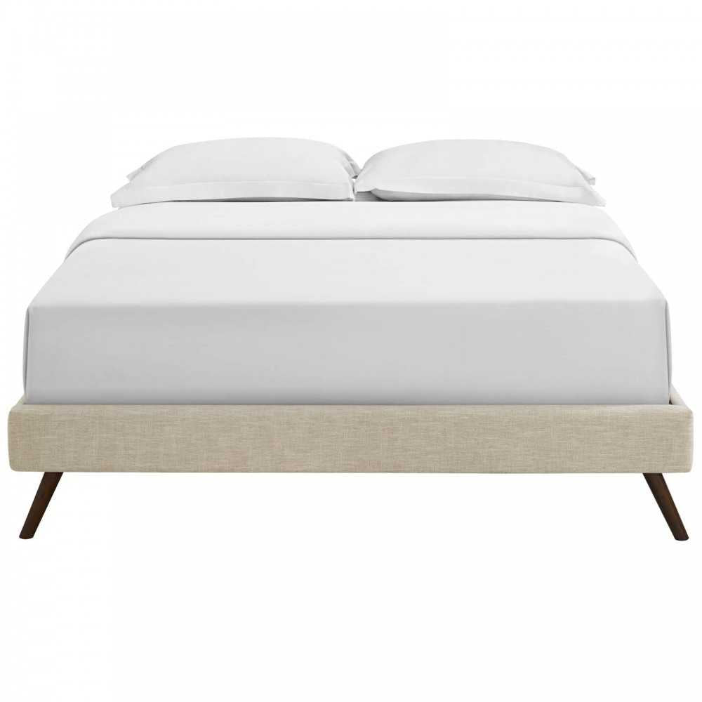 Loryn Full Fabric Bed Frame with Round Splayed Legs, Beige