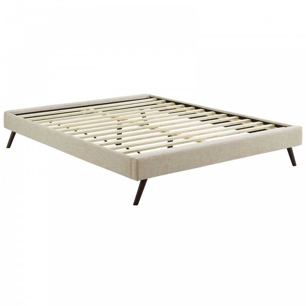 Loryn Full Fabric Bed Frame with Round Splayed Legs, Beige