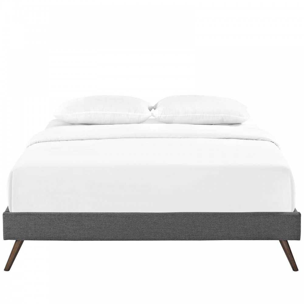 Loryn Full Fabric Bed Frame with Round Splayed Legs, Gray