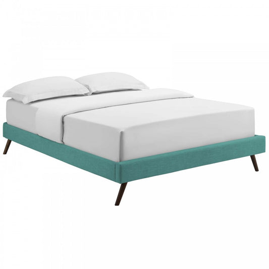 Loryn Full Fabric Bed Frame with Round Splayed Legs, Teal