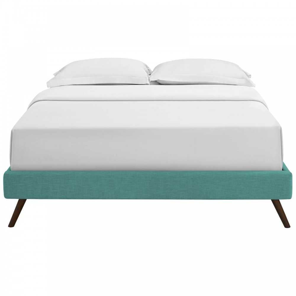 Loryn Full Fabric Bed Frame with Round Splayed Legs, Teal