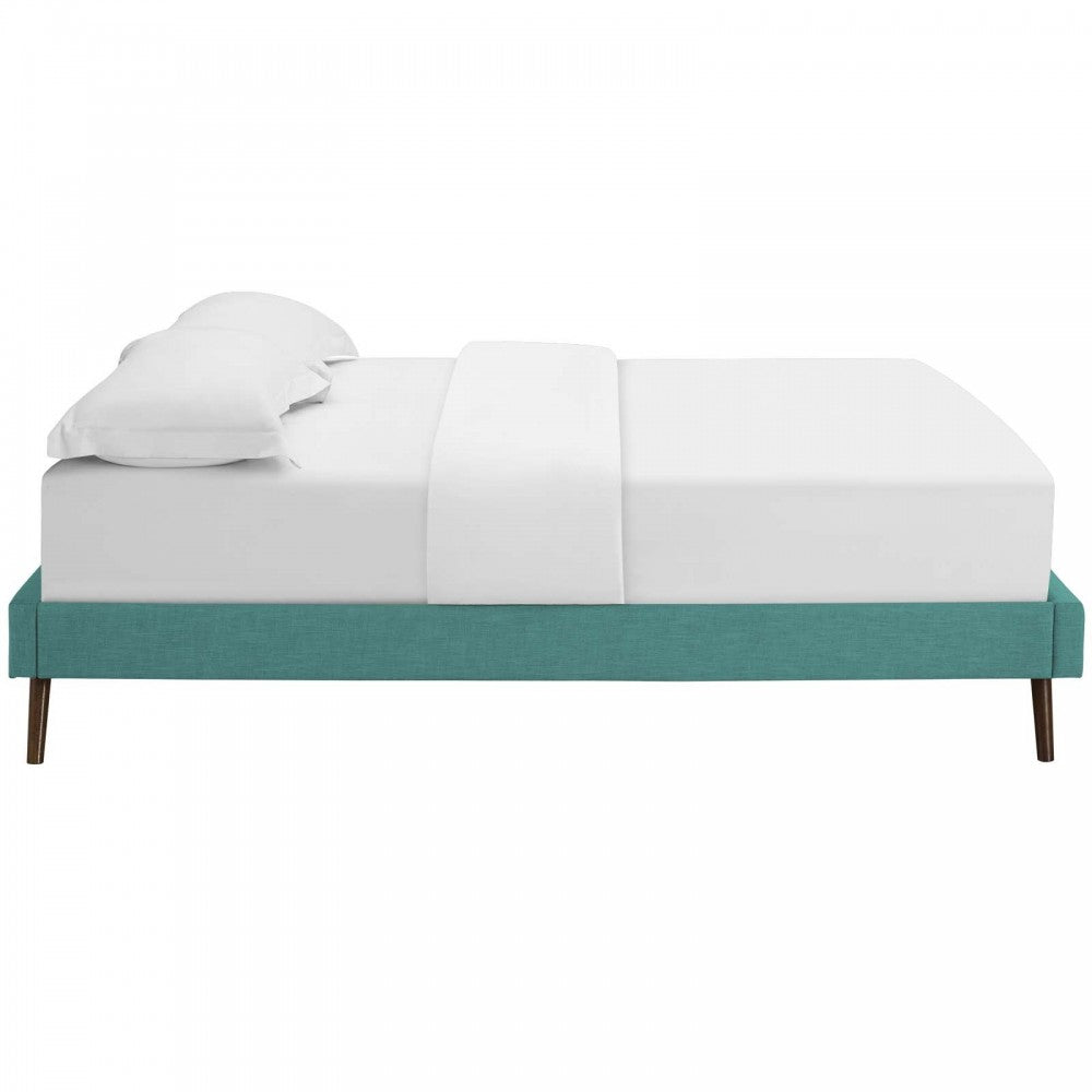 Loryn Full Fabric Bed Frame with Round Splayed Legs, Teal