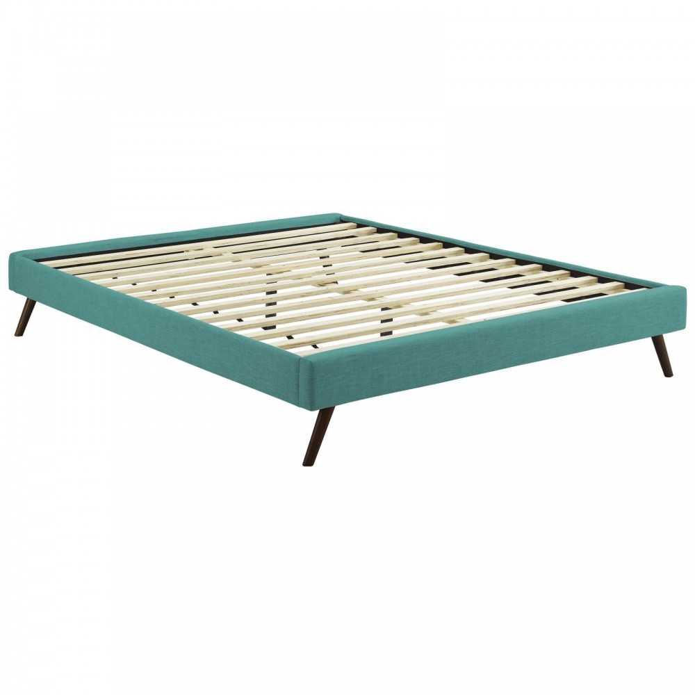 Loryn Full Fabric Bed Frame with Round Splayed Legs, Teal