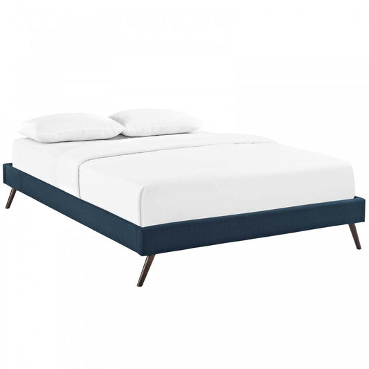 Loryn Full Fabric Bed Frame with Round Splayed Legs, Azure