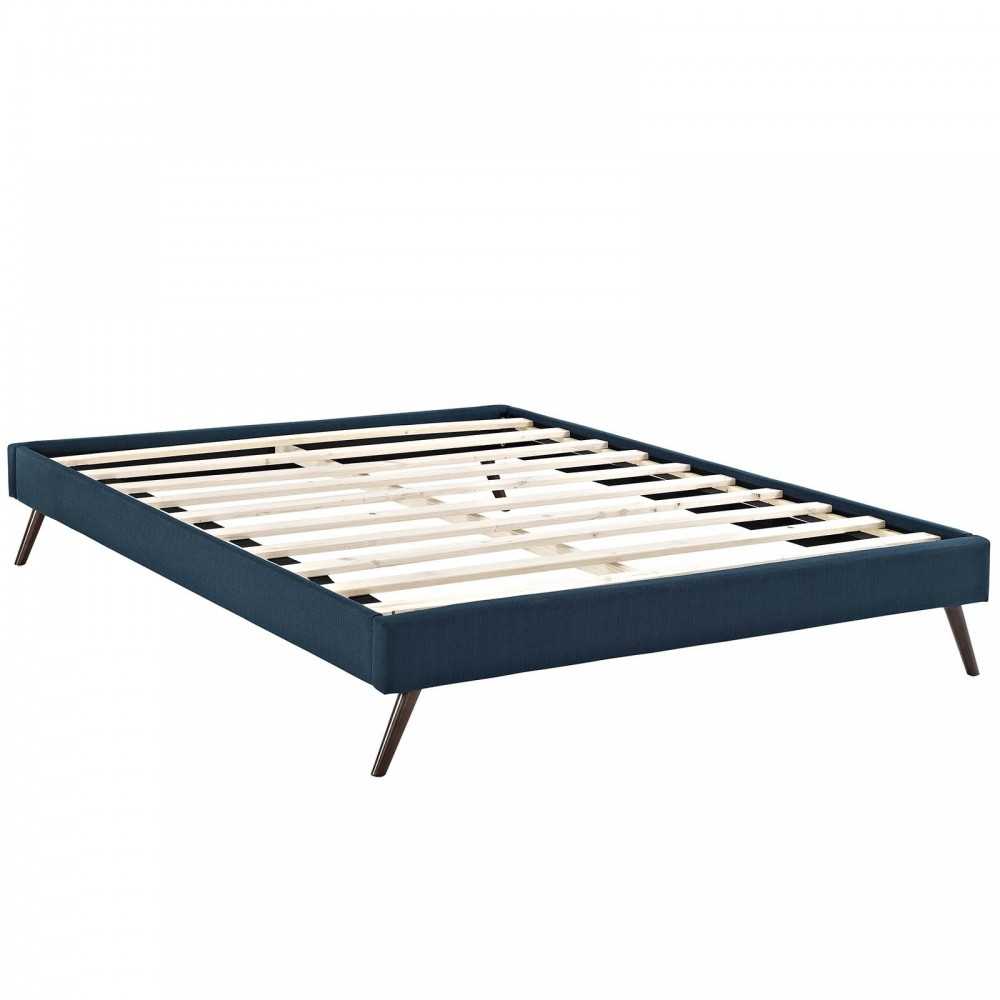 Loryn Full Fabric Bed Frame with Round Splayed Legs, Azure