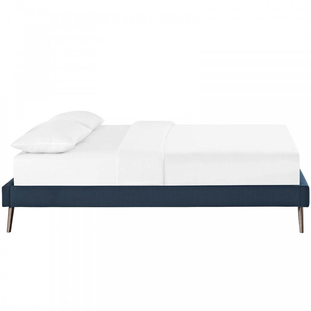 Loryn Full Fabric Bed Frame with Round Splayed Legs, Azure