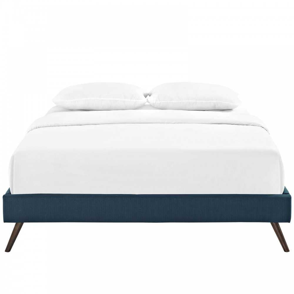 Loryn Full Fabric Bed Frame with Round Splayed Legs, Azure