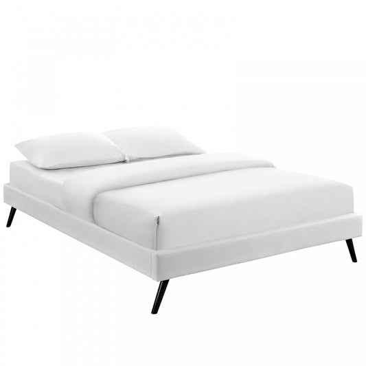 Loryn Full Vinyl Bed Frame with Round Splayed Legs, White