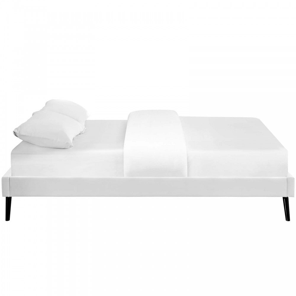 Loryn Full Vinyl Bed Frame with Round Splayed Legs, White