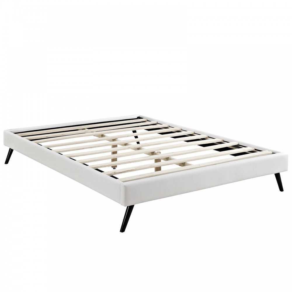 Loryn Full Vinyl Bed Frame with Round Splayed Legs, White