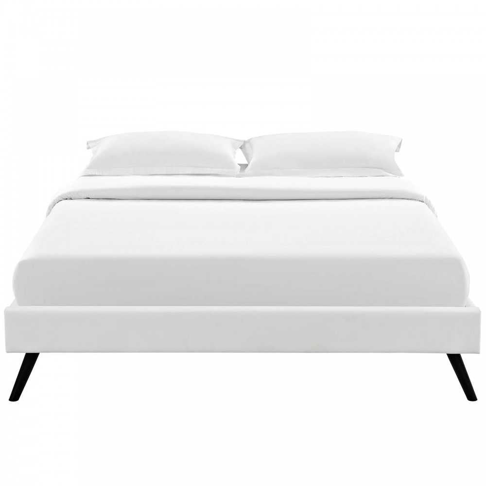 Loryn Full Vinyl Bed Frame with Round Splayed Legs, White