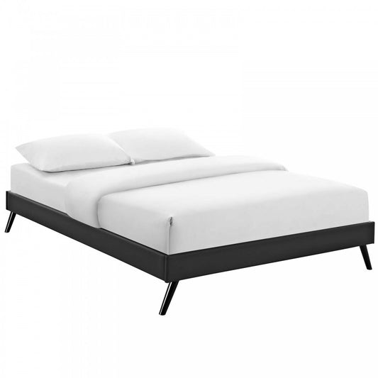 Loryn Full Vinyl Bed Frame with Round Splayed Legs, Black