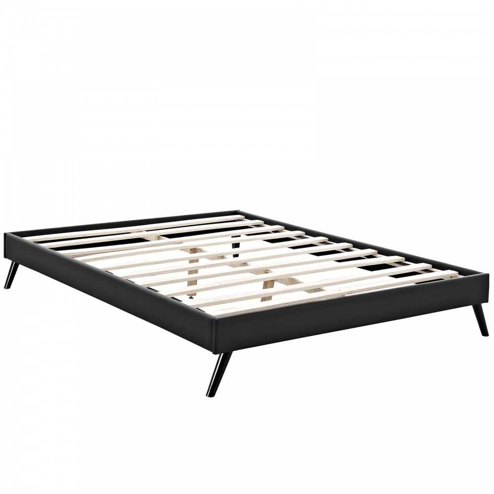 Loryn Full Vinyl Bed Frame with Round Splayed Legs, Black