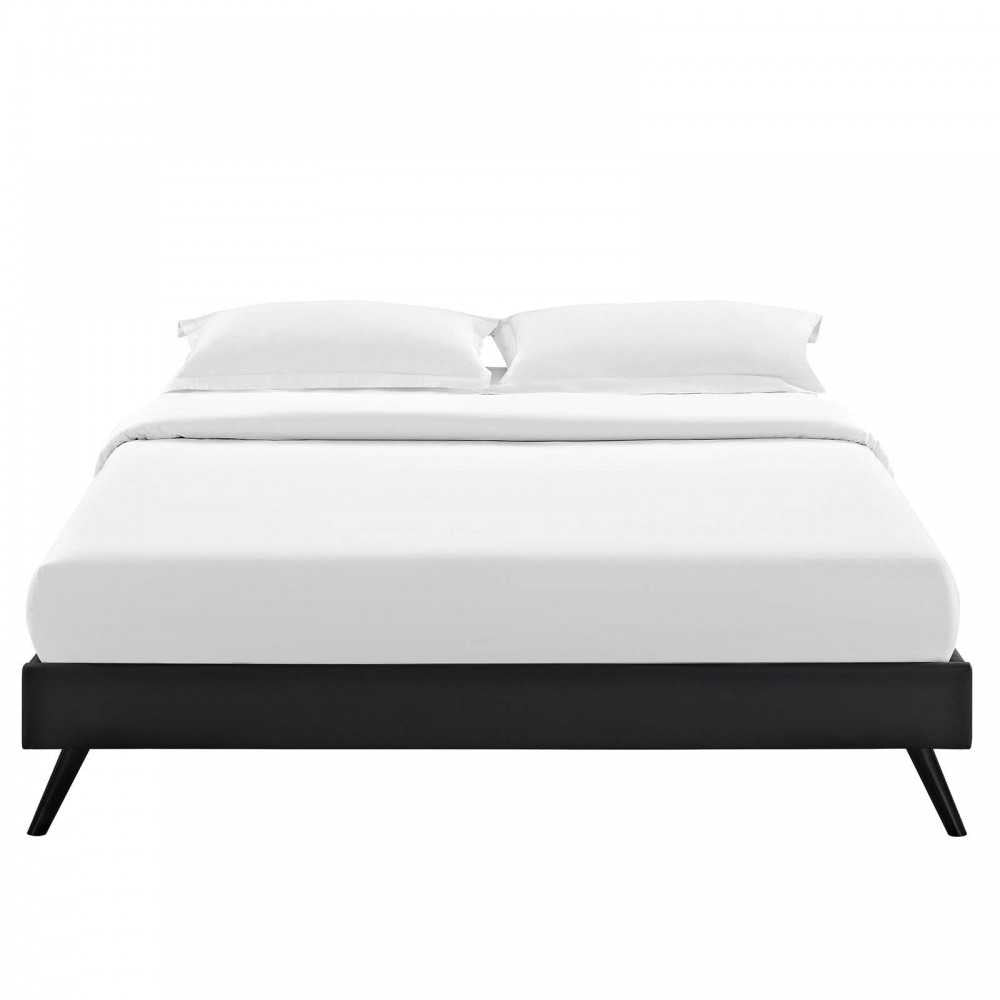 Loryn Full Vinyl Bed Frame with Round Splayed Legs, Black