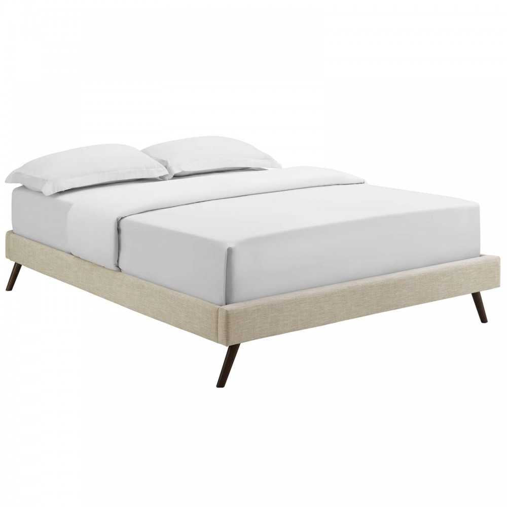 Loryn Queen Fabric Bed Frame with Round Splayed Legs, Beige