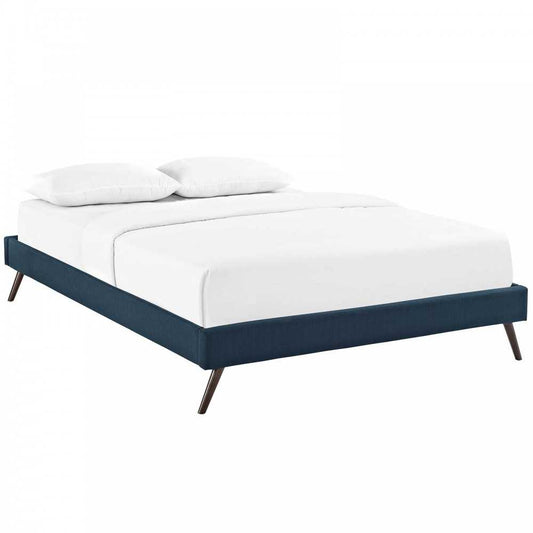 Loryn Queen Fabric Bed Frame with Round Splayed Legs, Azure