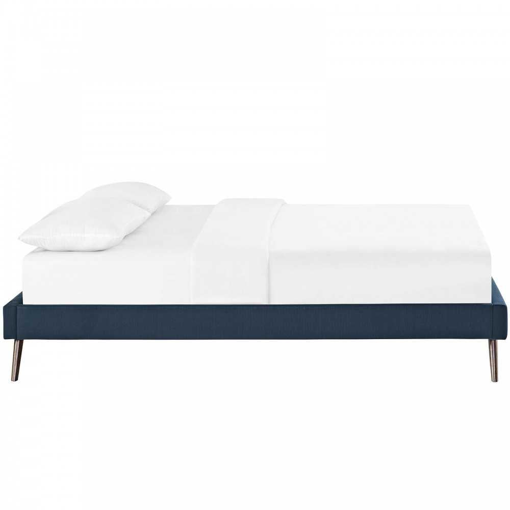 Loryn Queen Fabric Bed Frame with Round Splayed Legs, Azure