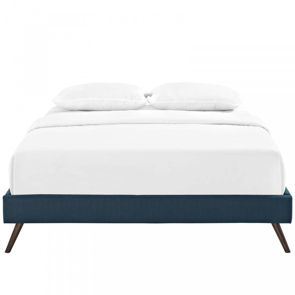 Loryn Queen Fabric Bed Frame with Round Splayed Legs, Azure